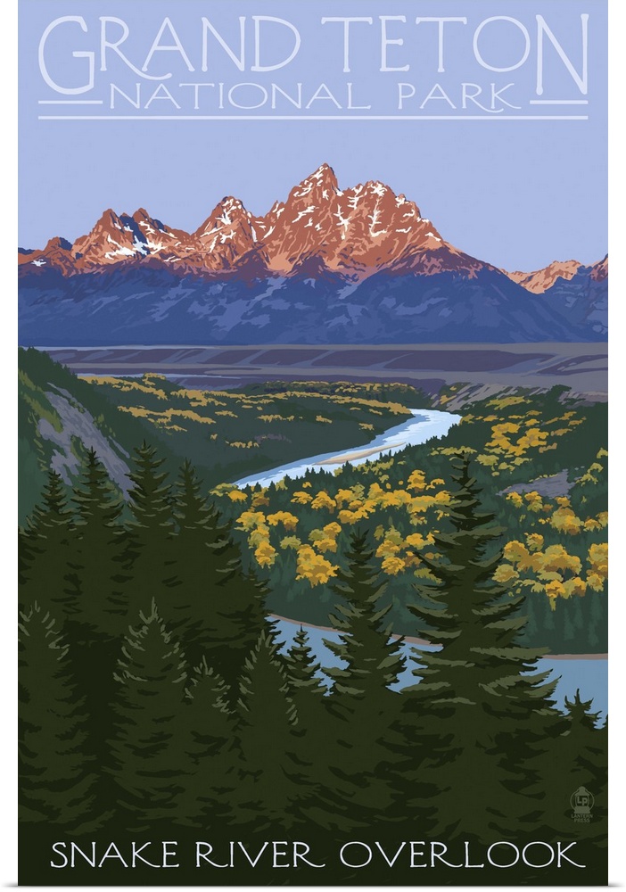 Grand Teton National Park - Snake River Overlook: Retro Travel Poster