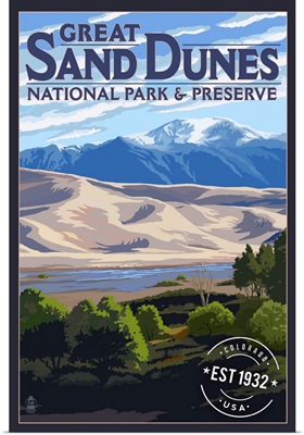 Great Sand Dunes National Park, Est 1932: Retro Travel Poster