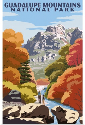 Guadalupe Mountains National Park, Fall Hike: Retro Travel Poster