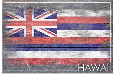 Hawaii State Flag on Wood