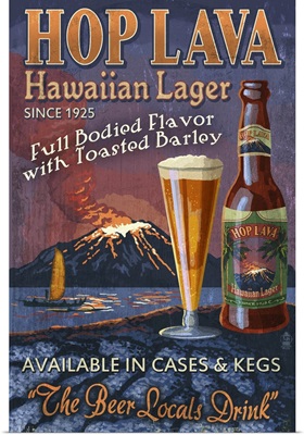 Hawaiian Hop Lava Lager Vintage Sign: Retro Travel Poster