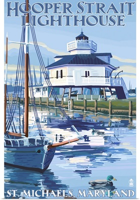 Hooper Strait Lighthouse - St. Michaels, MD: Retro Travel Poster