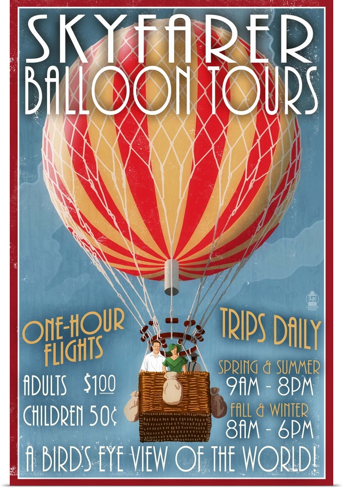 Hot Air Balloon Tours, Vintage Sign