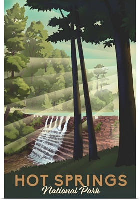 Hot Springs National Park, Sunset Loop: Retro Travel Poster