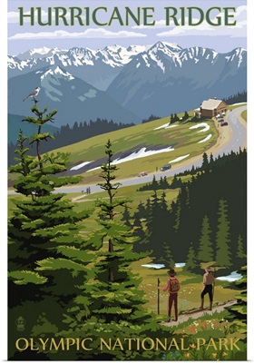 Hurricane Ridge, Olympic National Park, Washington: Retro Travel Poster