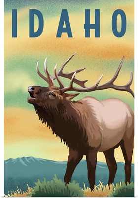 Idaho - Elk - Lithograph