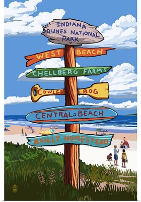 Indiana Dunes National Park, Destination Sign: Retro Travel Poster