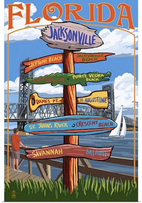 Jacksonville, Florida - Sign Destinations: Retro Travel Poster