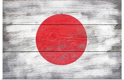 Japan Country Flag on Wood