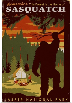 Jasper National Park, Home Of Sasquatch: Graphic Travel Poster