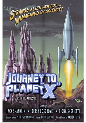 Journey to Planet X: Retro Travel Poster