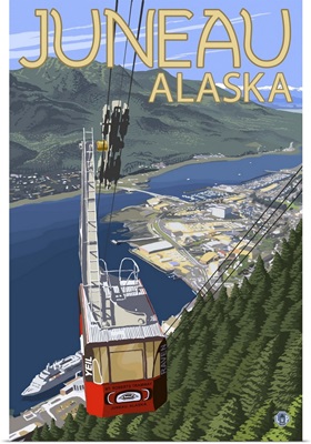 Juneau, Alaska - Mt. Roberts Tram: Retro Travel Poster
