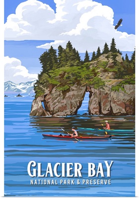 Kayaking In Glacier Bay National Park: Retro Travel Poster