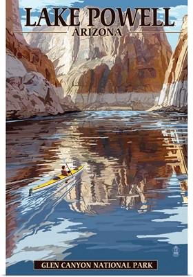 Kayaking In Lake Powell: Retro Travel Poster