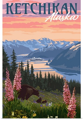 Ketchikan, Alaska - Bear & Spring Flowers
