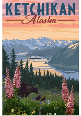 Ketchikan, Alaska - Inside Passage - Bear & Spring Flowers