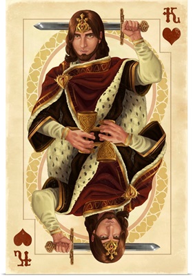 King of Hearts - Playing Card: Retro Art Poster