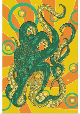 Kraken - Letterpress: Retro Poster Art