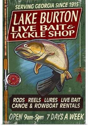 Lake Burton, Georgia - Tackle Shop Trout Vintage Sign: Retro Travel Poster