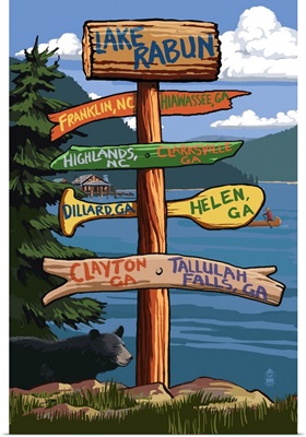Lake Rabun, Georgia - Sign Destinations: Retro Travel Poster