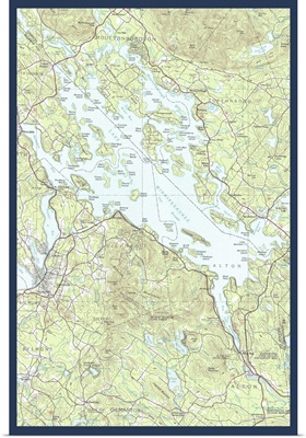 Lake Winnipesaukee, New Hampshire - Map Only: Retro Travel Poster