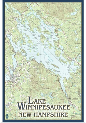 Lake Winnipesaukee, New Hampshire - No Icons: Retro Travel Poster