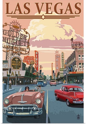 Las Vegas Old Strip Scene: Retro Travel Poster