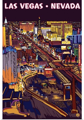 Las Vegas Strip at Night: Retro Travel Poster