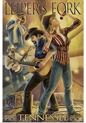 Leiper's Fork, Tennessee - Country Band: Retro Travel Poster
