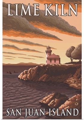 Lime Kiln Lighthouse - San Juan Island: Retro Travel Poster