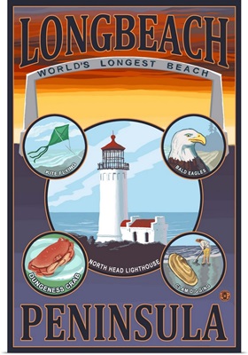 Long Beach, Washington Travel Poster: Retro Travel Poster