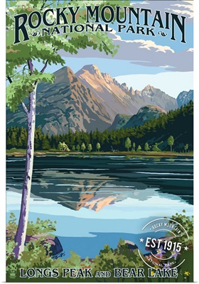 Longs Peak and Bear Lake Summer- Rocky Mountain National Park, Rubber Stamp