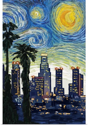 Los Angeles, California - Skyline - Starry Night City Series