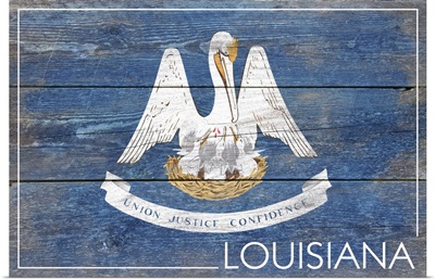 Louisiana State Flag on Wood