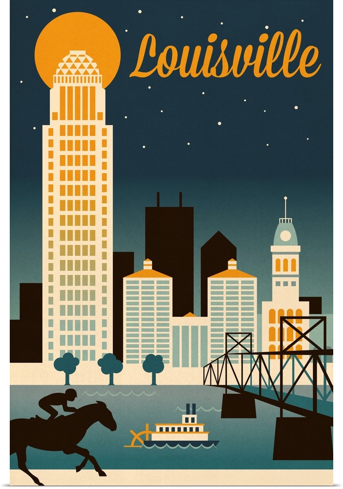 Louisville, Kentucky - Retro Skyline Classic Series