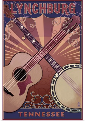 Lynchburg, Tennessee - Guitar and Banjo Music: Retro Travel Poster