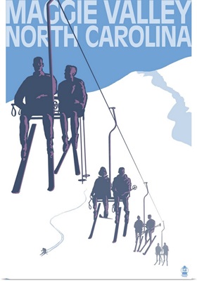 Maggie Valley, North Carolina - Ski Lift Scene: Retro Travel Poster