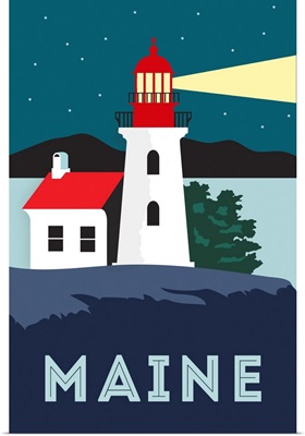 Maine - Lighthouse - Vector Style
