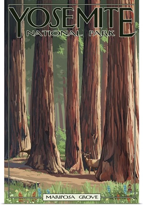 Mariposa Grove - Yosemite National Park, California: Retro Travel Poster