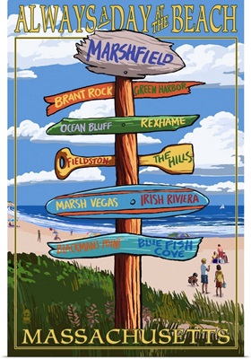 Marshfield, Massachusetts - Sign Destinations: Retro Travel Poster