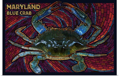 Maryland - Blue Crab Paper Mosaic: Retro Travel Poster