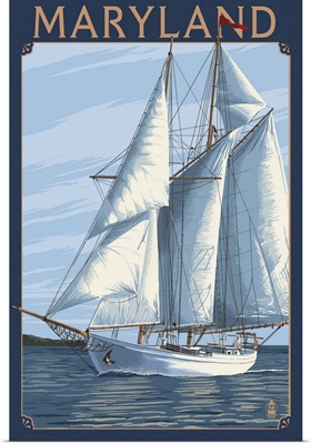 Maryland - Sailboat Scene: Retro Travel Poster