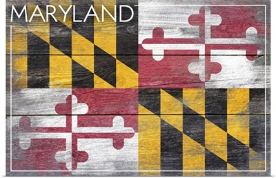 Maryland State Flag on Wood