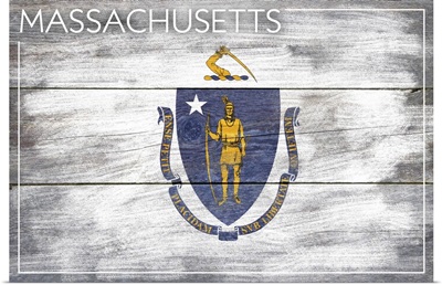 Massachusetts State Flag on Wood