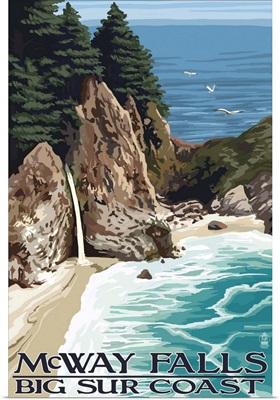 McWay Falls - Big Sur Coast, California: Retro Travel Poster