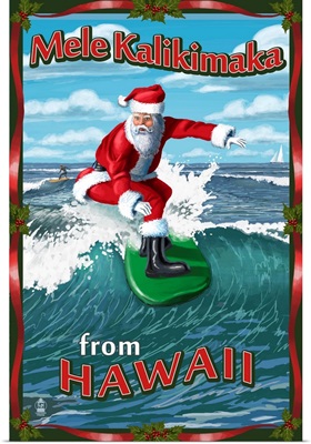 Merry Christmas From Hawaii - Santa Surfing