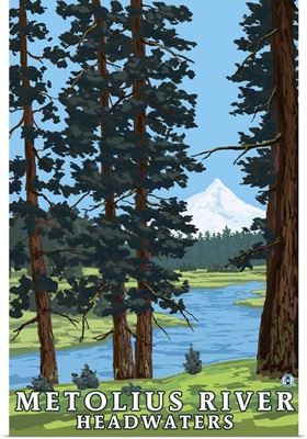 Metolius River Headwaters, Oregon: Retro Travel Poster