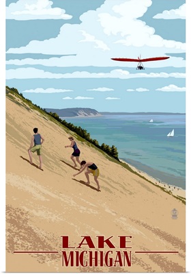 Michigan - Dunes: Retro Travel Poster