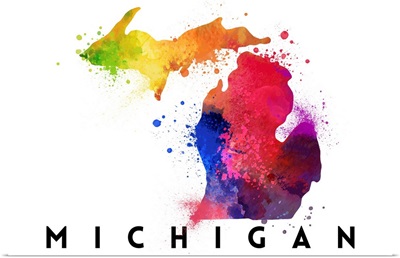Michigan - State Abstract Watercolor