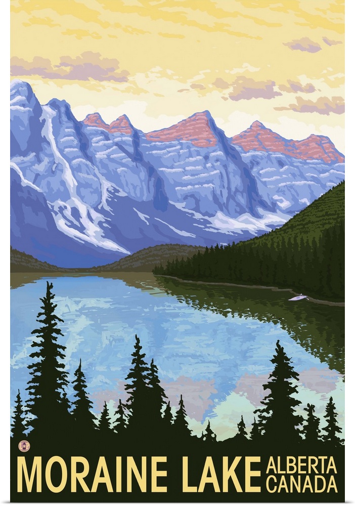 Moraine Lake, Alberta, Canada: Retro Travel Poster